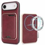 For iPhone 17 Air Kalebol Slim MagSafe Ring Magnetic Card Bag Leather Phone Case(Red)
