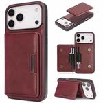 For iPhone 17 Pro Max Kalebol Strong MagSafe Magnetic Two-Fold Card Bag Leather Phone Case(Red)