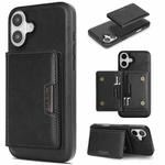 For iPhone 17 Kalebol Strong MagSafe Magnetic Two-Fold Card Bag Leather Phone Case(Black)