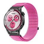 20mm Woven Nylon Hook And Loop Fastener Metal Interface Watch Band(Peony Pink)
