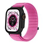 For Apple Watch 42mm / 41mm / 40mm / 38mm Woven Nylon Hook And Loop Fastener Metal Interface Watch Band(Peony Pink)