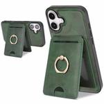 For iPhone 17 Kalebol Strong MagSafe Ring Magnetic Card Bag Holder Leather Phone Case(Green)