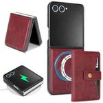 For Samsung Galaxy Z Flip7 Kalebol Magnetic Button Card Bag MagSafe Ring Leather Phone Case(Red)