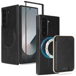 For Samsung Galaxy Z Fold7 Kalebol Slim MagSafe Ring Magnetic Card Bag Leather Phone Case(Black)