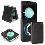 For Samsung Galaxy Z Flip6 Kalebol Slim MagSafe Ring Magnetic Card Bag Leather Phone Case(Black)