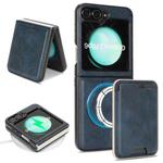 For Samsung Galaxy Z Flip6 Kalebol Slim MagSafe Ring Magnetic Card Bag Leather Phone Case(Blue)