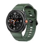 For Samsung Galaxy Watch 8 40mm / 44mm Wave Black Buckle Silicone Watch Band(Wilderness Green)