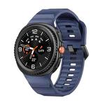 For Samsung Galaxy Watch 8 40mm / 44mm Wave Black Buckle Silicone Watch Band(Dark Blue)