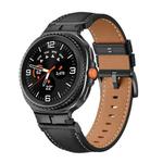 For Samsung Galaxy Watch 8 40mm / 44mm Metal Head Connector Genuine Leather Watch Band(Black Black)