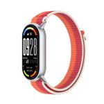For Xiaomi Smart Band 10 / 9 / 8 Tail Style Nylon Hook And Loop Fastener Watch Band(Peony)