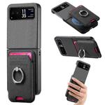 For Motorola Moto Razr 40 Twill Fabric Card Bag Ring Magnetic Back Phone Case(Black)