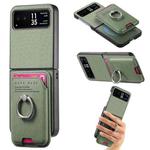 For Motorola Moto Razr 40 Twill Fabric Card Bag Ring Magnetic Back Phone Case(Green)