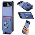 For Motorola Moto Razr 40 Twill Fabric Card Bag Ring Magnetic Back Phone Case(Blue)