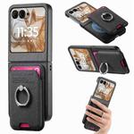 For Motorola Moto Razr 50 / 60 Twill Fabric Card Bag Ring Magnetic Back Phone Case(Black)