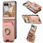 For Motorola Moto Razr 50 / 60 Twill Fabric Card Bag Ring Magnetic Back Phone Case(Pink)
