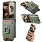 For Motorola Moto Razr 60 Ultra Twill Fabric Card Bag Ring Magnetic Back Phone Case(Green)