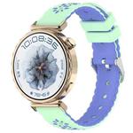 18mm Two Color Sunflower Silicone Watch Band(Teal Blue)
