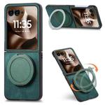 For Motorola Moto Razr 40 Ultra Retro Leather Rotation Round Holder Phone Case(Green)
