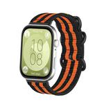 For Huawei Watch Fit 4 Pro / Fit 4 / Fit 3 Canvas Ring Buckle Nylon Watch Band(Black Orange)