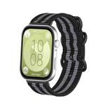 For Huawei Watch Fit 4 Pro / Fit 4 / Fit 3 Canvas Ring Buckle Nylon Watch Band(Black Gray)