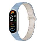 For Xiaomi Smart Band 10 / 9 / 8 Tri-beads Magnetic Silicone Watch Band(Misty Blue Starlight)