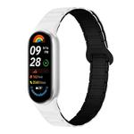 For Xiaomi Smart Band 10 / 9 / 8 Tri-beads Magnetic Silicone Watch Band(White Black)