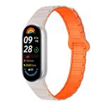 For Xiaomi Smart Band 10 / 9 / 8 Tri-beads Magnetic Silicone Watch Band(Starlight Orange)