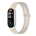 For Xiaomi Smart Band 10 / 9 / 8 Tri-beads Magnetic Silicone Watch Band(White Starlight)