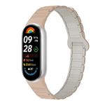 For Xiaomi Smart Band 10 / 9 / 8 Tri-beads Magnetic Silicone Watch Band(Milk Tea Rock White)