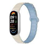 For Xiaomi Smart Band 10 / 9 / 8 Tri-beads Magnetic Silicone Watch Band(White Misty Blue)