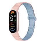 For Xiaomi Smart Band 10 / 9 / 8 Tri-beads Magnetic Silicone Watch Band(Powdered Sand Misty Blue)