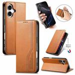 For iPhone 16 Elastic Wristband Magnetic Suction Leather Phone Case(Brown)