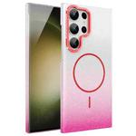 For Samsung Galaxy S23 Ultra 5G Gold Diamond Glitter Gradient MagSafe Shockproof Phone Case(Red)