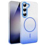 For Samsung Galaxy S23 5G Gold Diamond Glitter Gradient MagSafe Shockproof Phone Case(Blue)