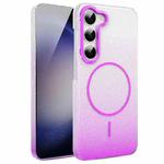 For Samsung Galaxy S23 5G Gold Diamond Glitter Gradient MagSafe Shockproof Phone Case(Purple)