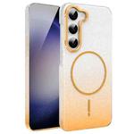 For Samsung Galaxy S23 5G Gold Diamond Glitter Gradient MagSafe Shockproof Phone Case(Gold)