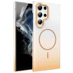 For Samsung Galaxy S22 Ultra 5G Gold Diamond Glitter Gradient MagSafe Shockproof Phone Case(Gold)