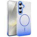 For Samsung Galaxy S24 5G Gold Diamond Glitter Gradient MagSafe Shockproof Phone Case(Blue)