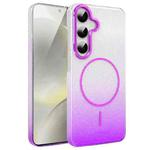For Samsung Galaxy S24 5G Gold Diamond Glitter Gradient MagSafe Shockproof Phone Case(Purple)