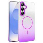 For Samsung Galaxy S25+ 5G Gold Diamond Glitter Gradient MagSafe Shockproof Phone Case(Purple)