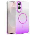 For Samsung Galaxy S25 Edge 5G Gold Diamond Glitter Gradient MagSafe Shockproof Phone Case(Purple)