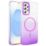 For Samsung Galaxy A32 4G Gold Diamond Glitter Gradient MagSafe Shockproof Phone Case(Purple)