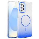 For Samsung Galaxy A52 5G Gold Diamond Glitter Gradient MagSafe Shockproof Phone Case(Blue)