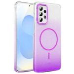 For Samsung Galaxy A52 5G Gold Diamond Glitter Gradient MagSafe Shockproof Phone Case(Purple)