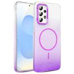 For Samsung Galaxy A23 4G / 5G Gold Diamond Glitter Gradient MagSafe Shockproof Phone Case(Purple)