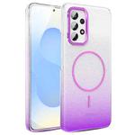 For Samsung Galaxy A53 5G Gold Diamond Glitter Gradient MagSafe Shockproof Phone Case(Purple)