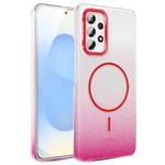 For Samsung Galaxy A53 5G Gold Diamond Glitter Gradient MagSafe Shockproof Phone Case(Red)