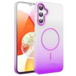 For Samsung Galaxy A14 4G / 5G Gold Diamond Glitter Gradient MagSafe Shockproof Phone Case(Purple)