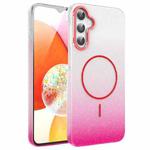 For Samsung Galaxy A14 4G / 5G Gold Diamond Glitter Gradient MagSafe Shockproof Phone Case(Red)