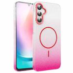 For Samsung Galaxy A24 4G Gold Diamond Glitter Gradient MagSafe Shockproof Phone Case(Red)
